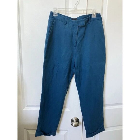 Frank  Oak Blue Tencel  Linen Trouser Pants Womens 10 - Picture 1 of 4